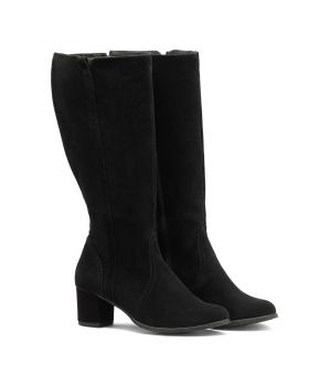 Μαύρο από οικολογικό δέρμα μπότες 188 φαρδιά με ελαστικό