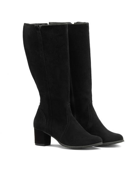 Μαύρο από οικολογικό δέρμα μπότες 188 φαρδιά με ελαστικό