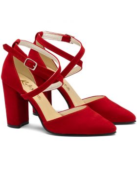 Czerwone zamszowe czółenka 2929