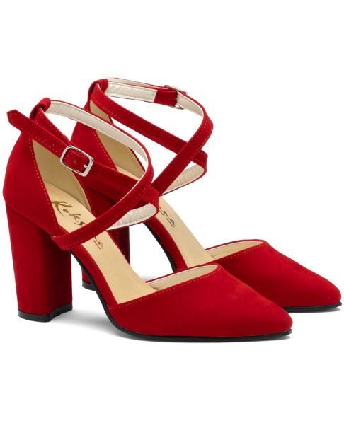 Czerwone zamszowe czółenka 2929