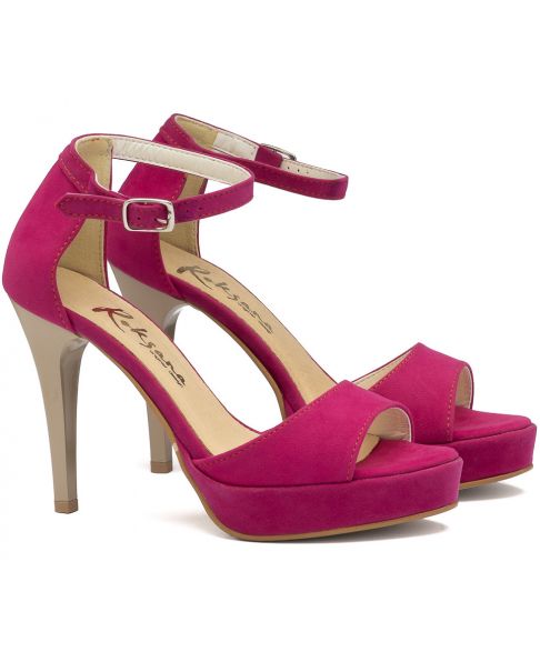 Sandałki 02 fuksja zamsz