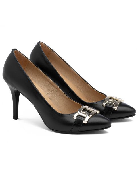 Czółenka 804 czarne matowe