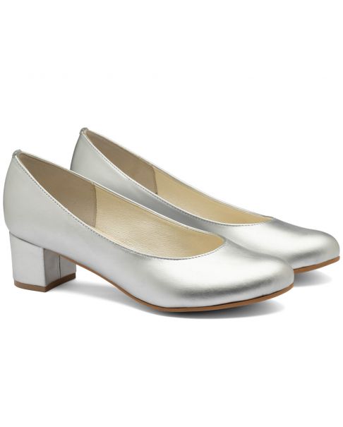 Czółenka C809 srebrne szerokie