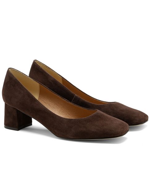 Παπούτσια με τακούνι 1884 καφέ φαρδιά