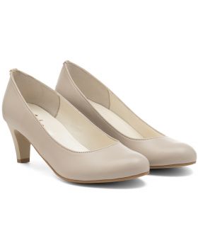 Παπούτσια με τακούνι C810 μπεζ φαρδιά