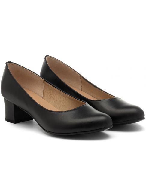 Παπούτσια με τακούνι C809 μαύρο φαρδιά