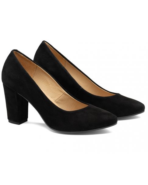 Zamszowe lodičky C826 černé široké