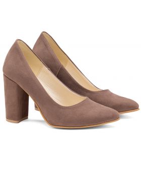 Zamszowe czółenka cappucino 2926