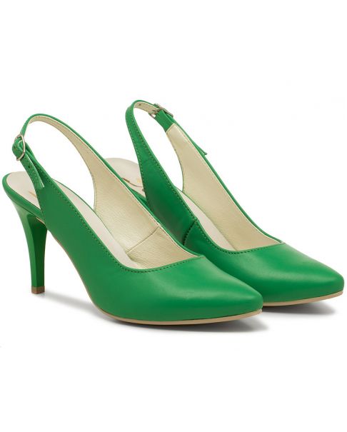 Παπούτσια με τακούνι 806P φαρδιά πράσινο