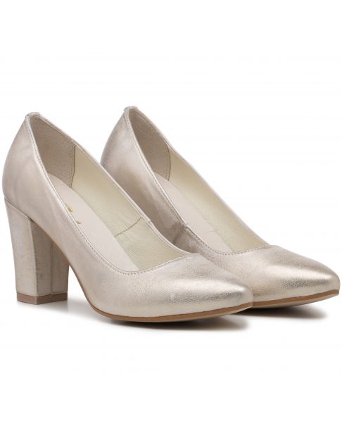 Czółenka C826 złote przecierane szerokie