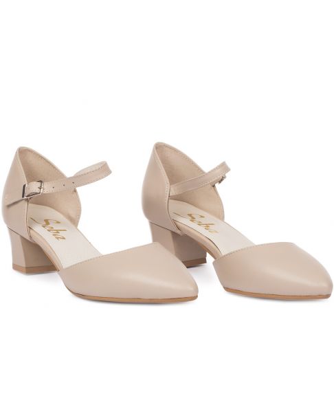 Παπούτσια με τακούνι C907 μπεζ wprzedaż 35