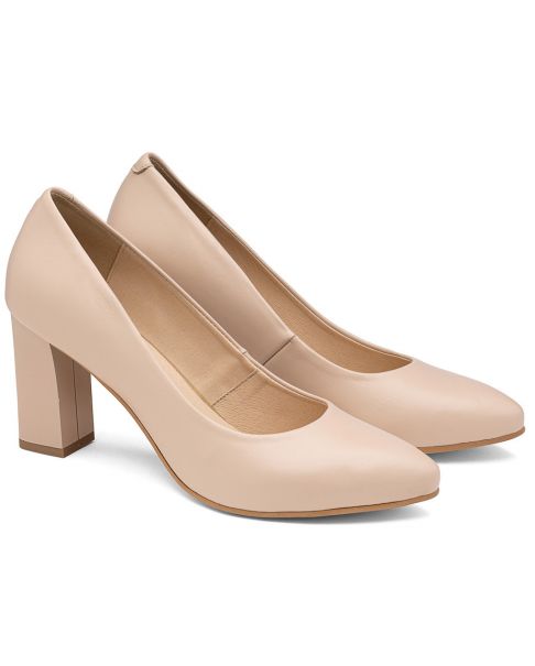 Czółenka 1407 beżowe szerokie