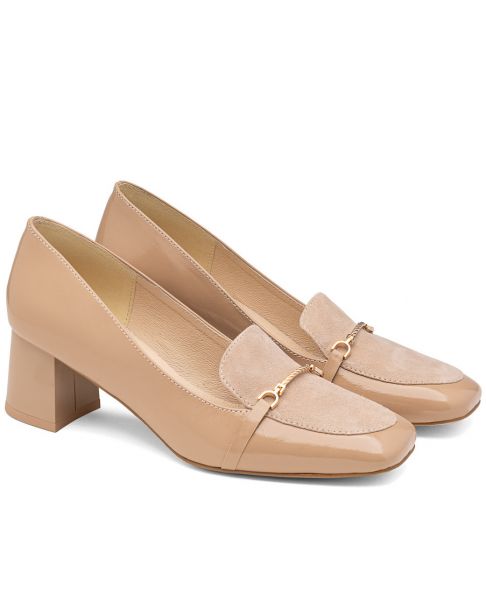 Beżowe szerokie czółenka 1887