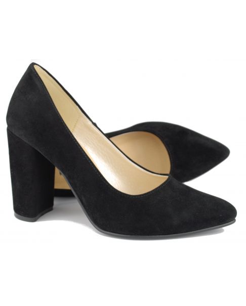 Czarne zamszowe czółenka 2926